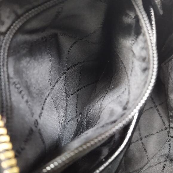 Michael Kors Brown Canvas Leather Trim MK Printed Top Zipper Closure Backpack - Picture 14 of 16